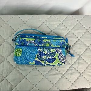 Vera Bradley Blue and Green Floral Wristlet